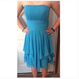 Turquoise Blue David's Bridal Strapless Dress